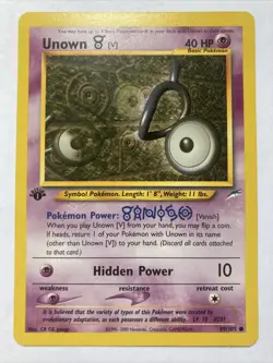 Pokemon TCG Unown [V] Neo Destiny 89 Regular Unlimited Common - Image 1