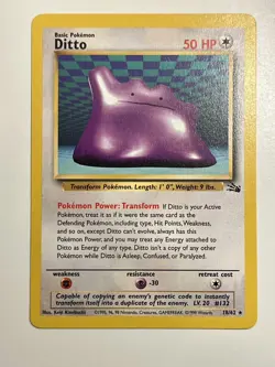 Ditto Pokemon Card NM/LP Fossil Set Non-Holo Rare 18/62 Unlimited WOTC Pokemon - Image 1
