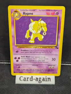 Pokemon TCG Hypno Fossil 23/62 Unlimited Non-Holo Rare, LP Condition - Image 1