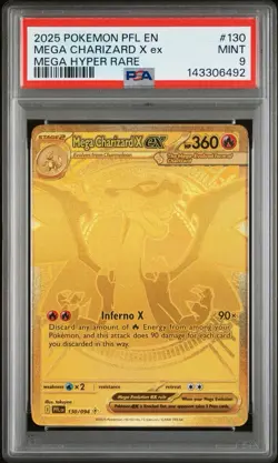 2025 Pokemon EN Mega Charizard X ex Hyper Rare 130/094 PSA 9 - Image 1