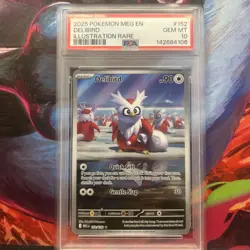 2025 POKEMON MEG EN-MEGA EVOLUTION ILLUSTRATION RARE #152 DELIBIRD PSA 10 - Image 1