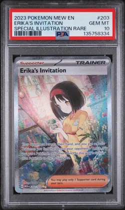 2023 POKEMON MEW EN-151 SPECIAL ILLUSTRATION RARE #203 ERIKA'S INVITATION PSA 10 - Image 1