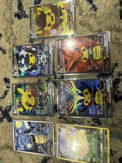 Pokemon Pikachu Poncho & Blastoise Starry Night Fan Art Lot Of 7 - Image 1