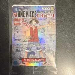 Bandai One Piece CCG Monkey.D.Luffy US Voyage Promo Full Art Holo P-055 Card - Image 3