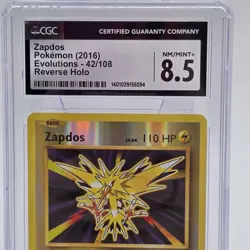 Zapdos 42/108 XY Evolutions Reverse Holo CGC 8.5 NM/Mint+ Pokemon Card 2016 - Image 2