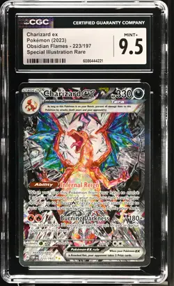 Pokemon TCG GRADED 2023 Charizard ex 223/197 Obsidian Flames SIR M+ 9.5 ENG CGC - Image 1