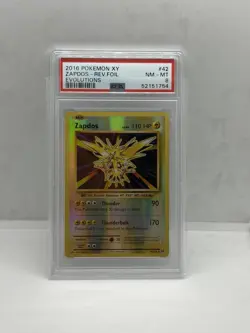 Zapdos 42/108 Evolutions Reverse Holo Pokemon XY 2016 TCG PSA 8 - Image 1