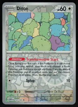 Ditto 132/165 Reverse Holo: Scarlet & Violet 151 Pokemon TCG Near Mint - Image 1
