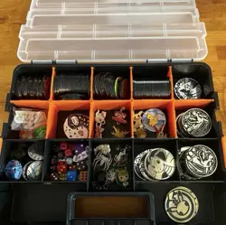 Pokemon TCG lot of Official Coins Jumbo and Standard Also Pins And Dice LG Lot - Image 2