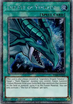 Yugioh The Eye of Timaeus RA04-EN192 1st Edition Platinum Secret Rare NM - Image 1