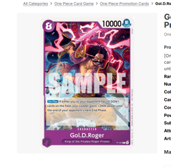 One Piece Promos (Gol D Roger Promo P-101 to P-107 Card English) SEALED Playset - Image 1