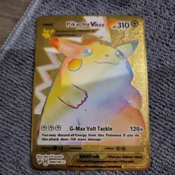 Pokemon Pikachu Vmax Gold Metal Rainbow Card HP310 044/185 Volt Tackle - Image 1
