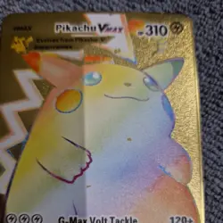 Pokemon Pikachu Vmax Gold Metal Rainbow Card HP310 044/185 Volt Tackle - Image 3