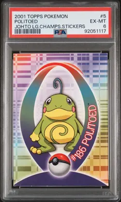 2001 Topps Pokemon Politoed Johto League Stickers Card #5 PSA EX-MT 6 - Image 1