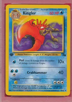 PSA 9 MINT 1st EDITION KINGLER 1999 POKEMON FOSSIL #38 GRADED VINTAGE *PM-TPHLC - Image 2