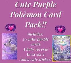 Cute Purple/Psychic Pokemon Card Pack! (20 Cards, EX/GX/V, Holo + Sticker)! - Image 1
