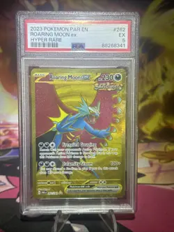 2023 Pokemon S&V Paradox Rift Hyper Rare Roaring Moon Ex 262 PSA 5 - Image 1