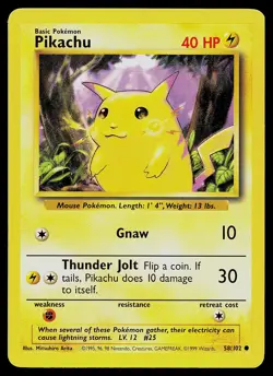 Pokemon Card - Pikachu Base Set 58/102 Common - Image 1