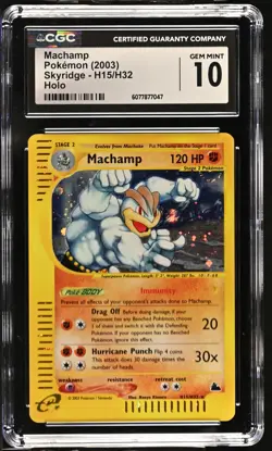 CGC 10 GEM MINT Machamp 2003 Skyridge H15/H32 Holo Pokemon Card - Image 1