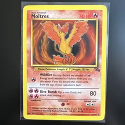 1999 Pokemon TCG Fossil Moltres Card 27/62 Unlimited Non-Holo Rare - Image 1