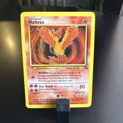 1999 Pokemon TCG Fossil Moltres Card 27/62 Unlimited Non-Holo Rare - Image 2