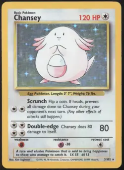 BR | Pokemon TCG 1999 Base Set | Chansey #3 HOLO Unlimited | LP - Image 1