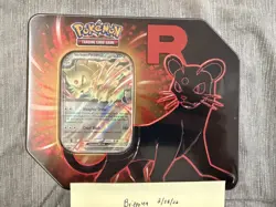 Pokemon TCG: Team Rocket Tin (Persian ex Promo, 5 Booster Packs) New Sealed - Image 1