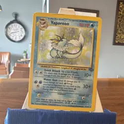 Wizards of the Coast Pokemon Vaporeon Jungle 12/64 Holo Rare 80 HP 1999 TCG - Image 1
