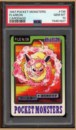 Pokemon 1997 Japanese Bandai Pocket Monsters Carddass No. 136 - Flareon - PSA 10 - Image 1