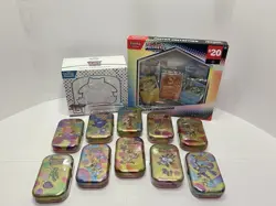 Pokemon 151 and PRISMATIC Lot | Sealed | ETB, COMPLETE (10x) MINI TIN, Poster - Image 1