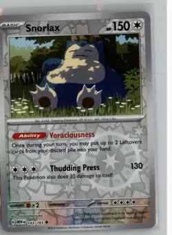 SNORLAX 143/165 UC 151 POKEMON REVERSE HOLO NM - Image 1