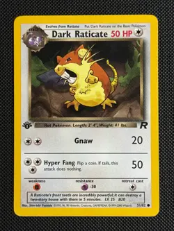 1# Pokemon Cards Dark Raticate 51/82 1ST EDITION Team Rocket Common - Image 1