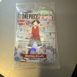 One Piece Monkey D. Luffy College Basketball US Voyage Promo Card Sealed - Image 1