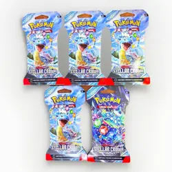 Lot of 5 Pokemon Booster Packs Scarlet & Violet Stellar Crown 50 Cards 5x10 - Image 1