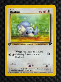1# Pokemon Cards Dratini 53/82 1ST EDITION Team Rocket Common - Image 1