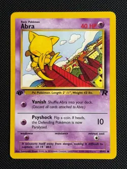 1# Pokemon Cards Abra 49/82 1ST EDITION Team Rocket Common - Image 1
