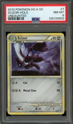 2010 POKEMON HEARTGOLD & SOULSILVER UNDAUNTED #7 SCIZOR-HOLO PSA 8 NM-MINT - Image 1