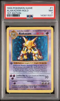 1999 Pokemon Game Alakazam Holo 1st Edition PSA 7 NM #1 - Image 1