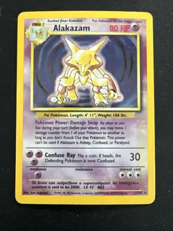 Alakazam 1/102 Base Set Holo Rare Vintage Pokemon Card DMG - Image 2