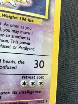 Alakazam 1/102 Base Set Holo Rare Vintage Pokemon Card DMG - Image 3
