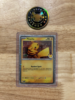 Pikachu 051/162 Pokemon Day 30th Anniversary Stamped Promo + Coin (Cosmo Holo) - Image 1