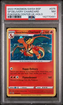 2022 POKEMON SWSH BLACK STAR PROMO #075 SPECIAL DELIVERY CHARIZARD-HOLO PSA 7 - Image 1
