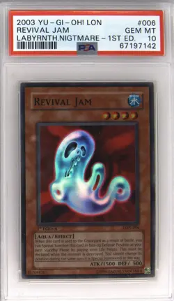 2003 YU-GI-OH! LON-LABYRINTH OF NIGHTMARE 1ST ED #006 REVIVAL JAM PSA 10 - Image 1