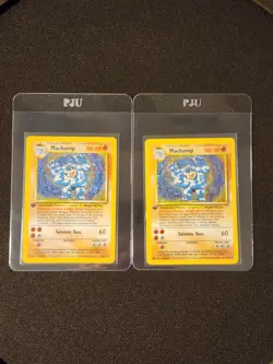 2X TWO Pokemon TCG Machamp Cards - 008/102 1st Edition Holo Rare Base Set LP/NM - Image 1