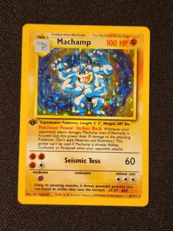 2X TWO Pokemon TCG Machamp Cards - 008/102 1st Edition Holo Rare Base Set LP/NM - Image 2