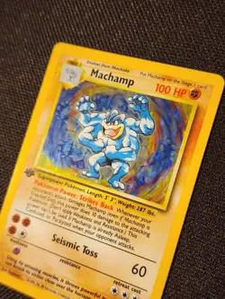 2X TWO Pokemon TCG Machamp Cards - 008/102 1st Edition Holo Rare Base Set LP/NM - Image 4