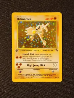 Pokemon TCG Hitmonlee 1st Edition - LP - Holo Rare Card Fossil Set, #7/62 - Image 1