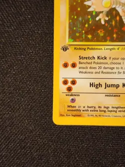 Pokemon TCG Hitmonlee 1st Edition - LP - Holo Rare Card Fossil Set, #7/62 - Image 2