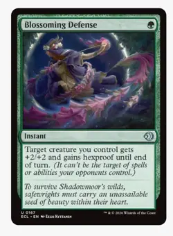 Blossoming Defense | MTG ECL | Green Instant | +2/+2 Hexproof Protection | NM - Image 1