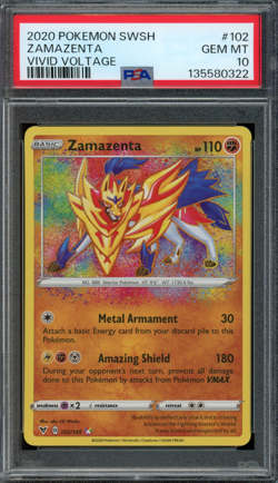 2020 Pokemon Sword & Shield Vivid Voltage #102 Zamazenta PSA 10 Gem Mint - Image 1